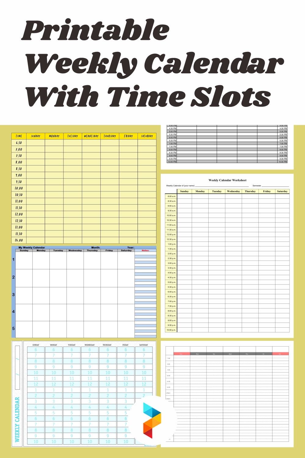 Take Daily Time Slot Template Week