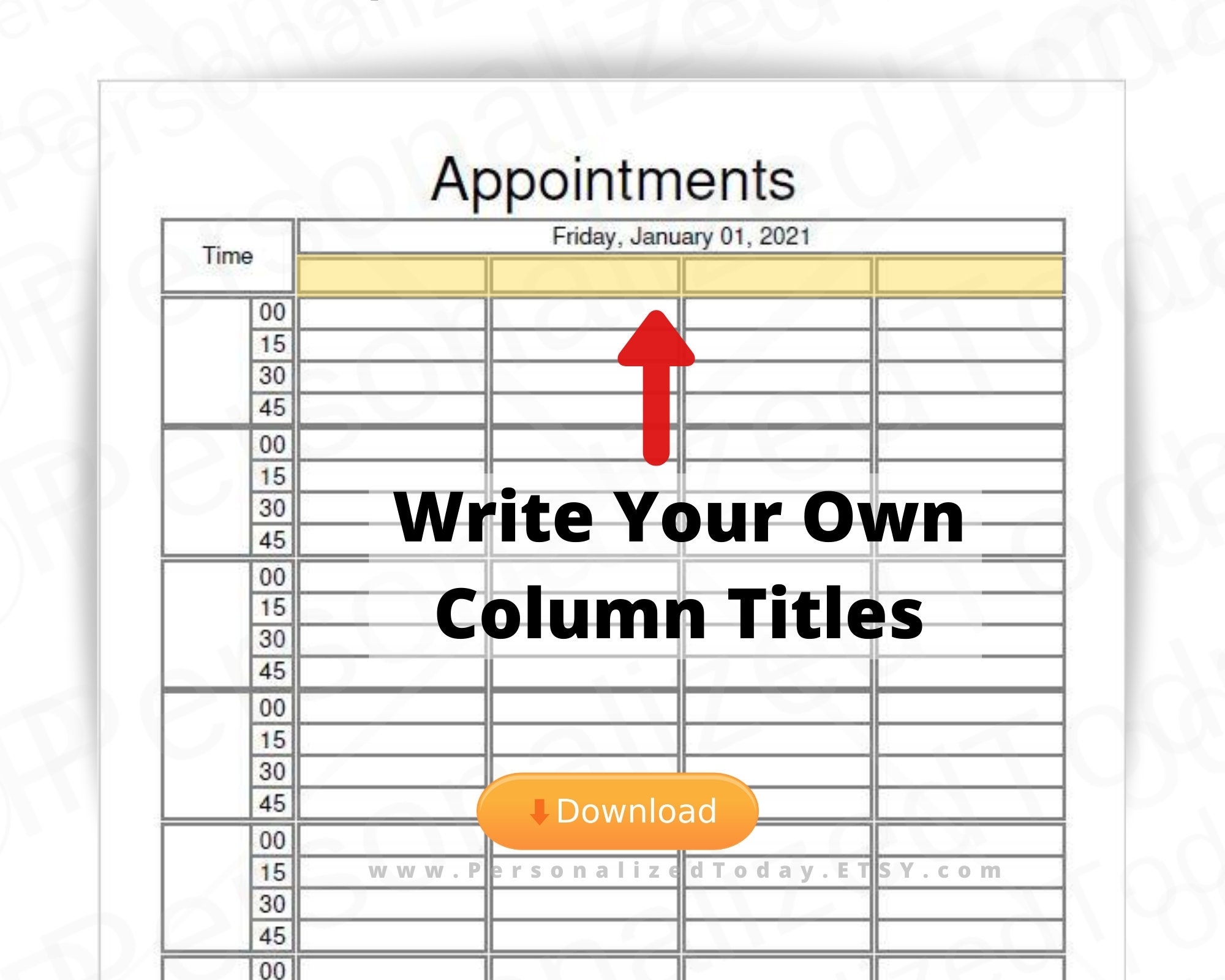 Take Printable 15 Minute Appointment