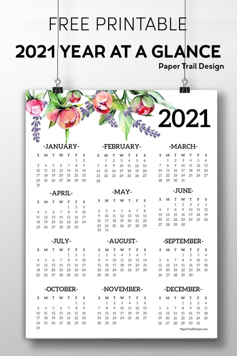Take Printable Month At A Glance 2021