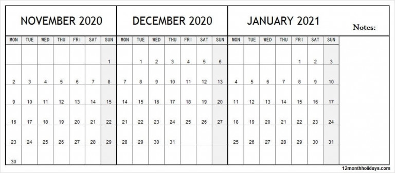 Take Waterproof Calendar November 2021