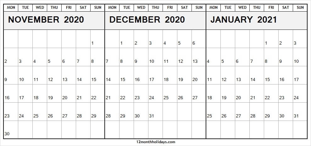 Take Waterproof Calendar November 2021