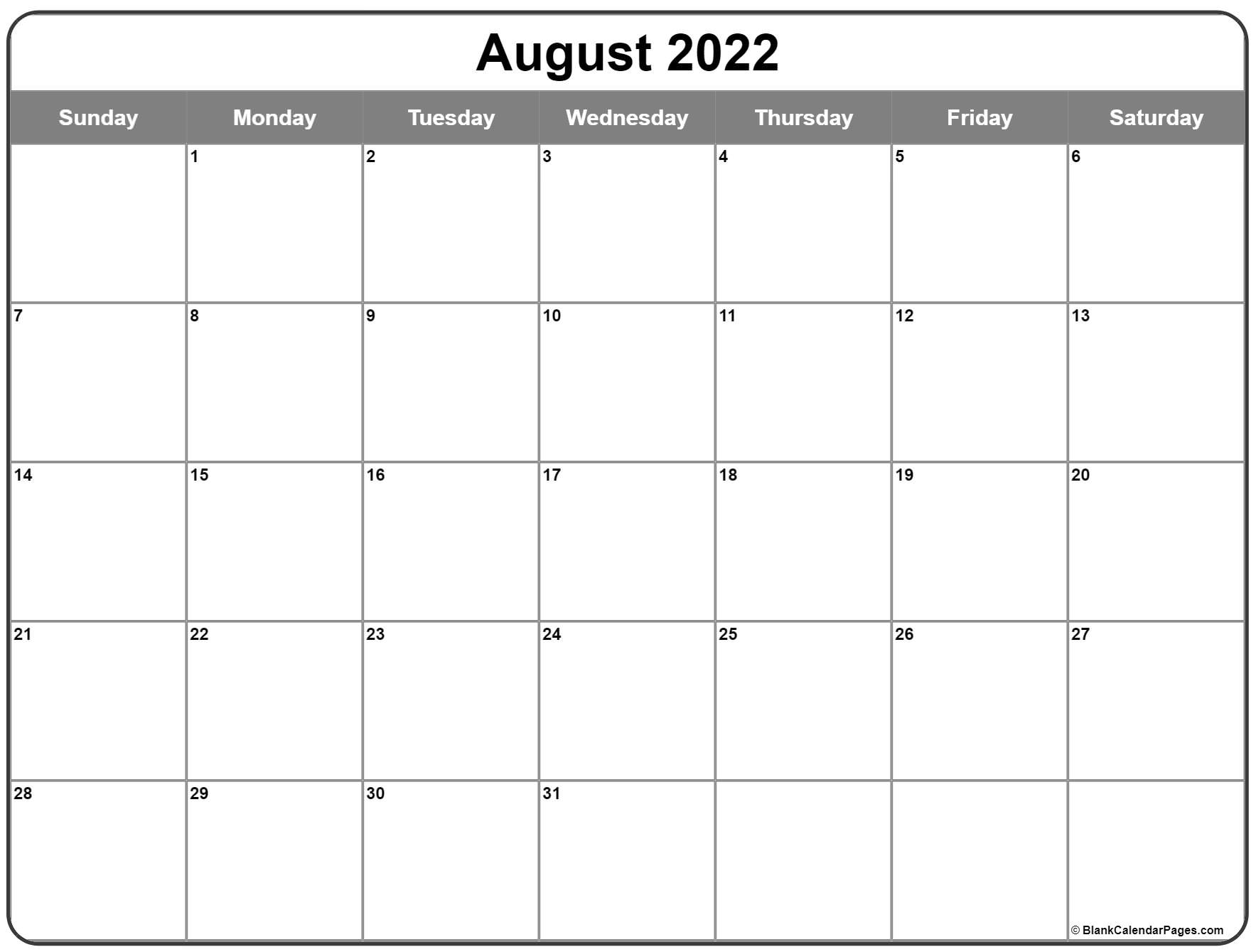 Catch 2022 Calendar For August