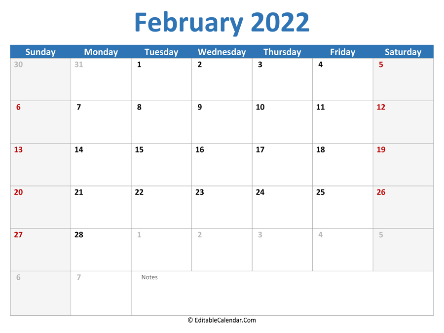 Catch 2022 February Calendar Template