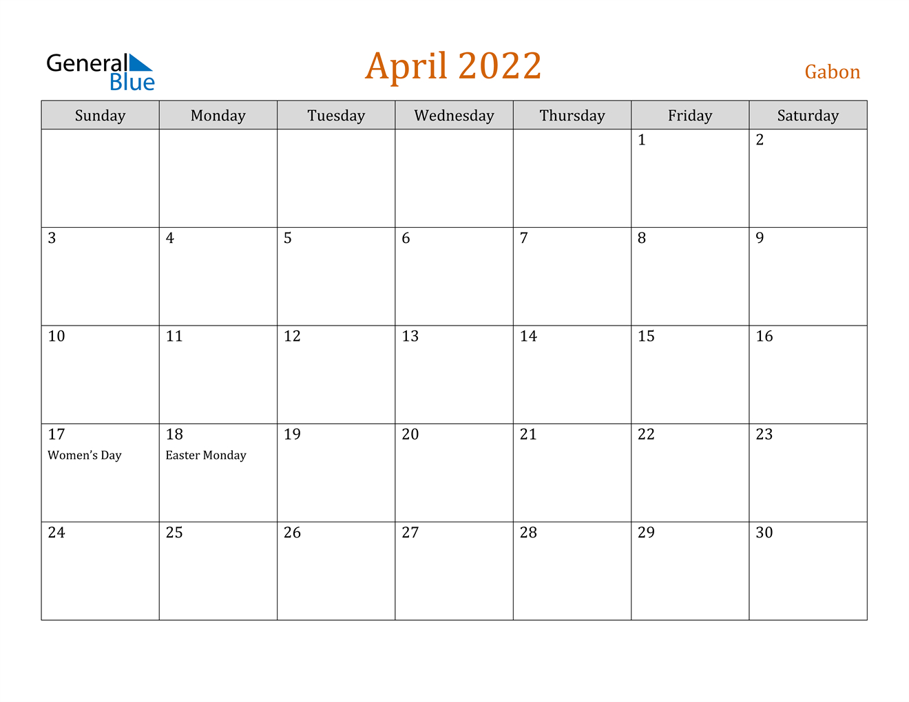 Catch April 2022 Blank Calendar