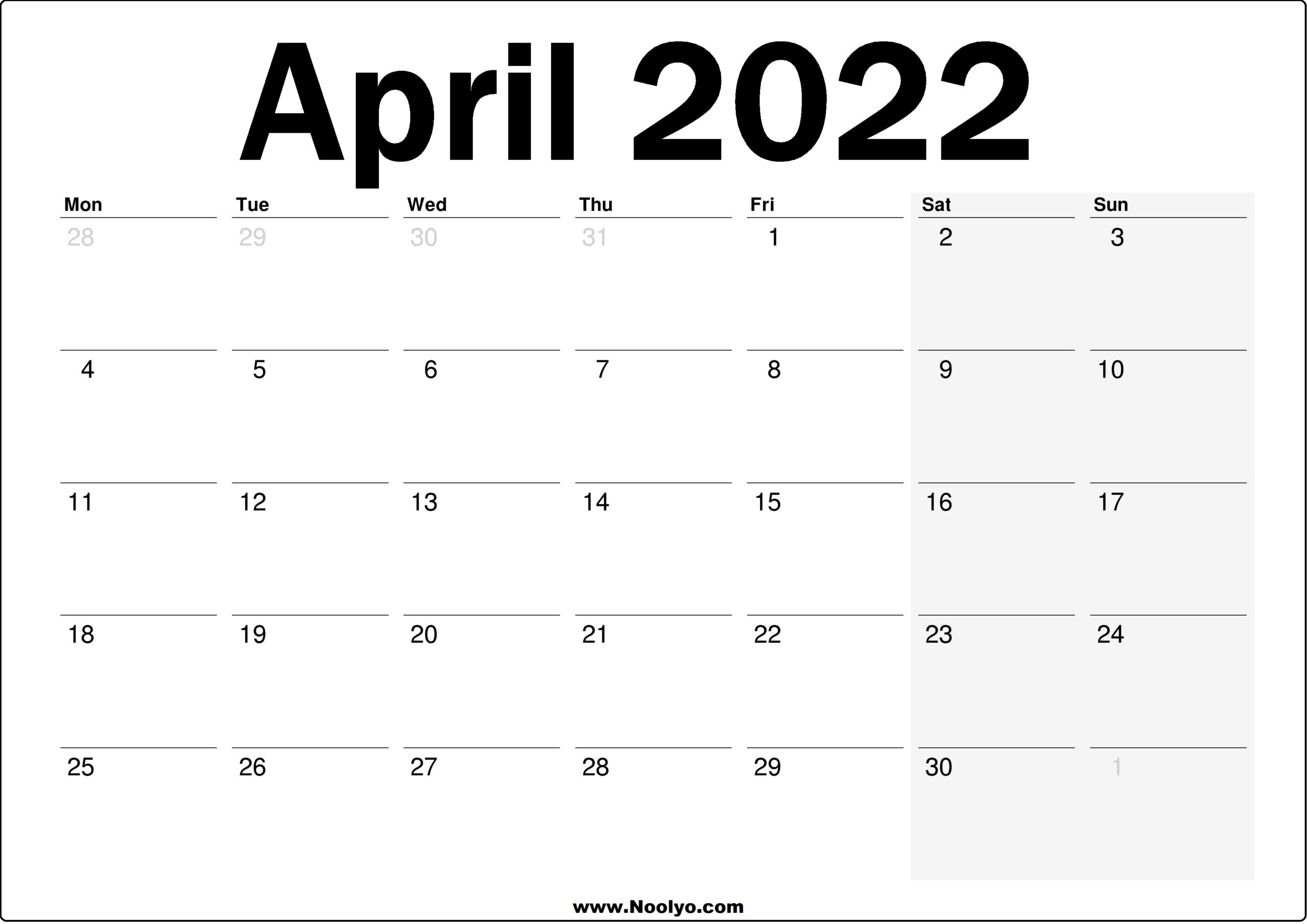Catch April 2022 Calendar Page