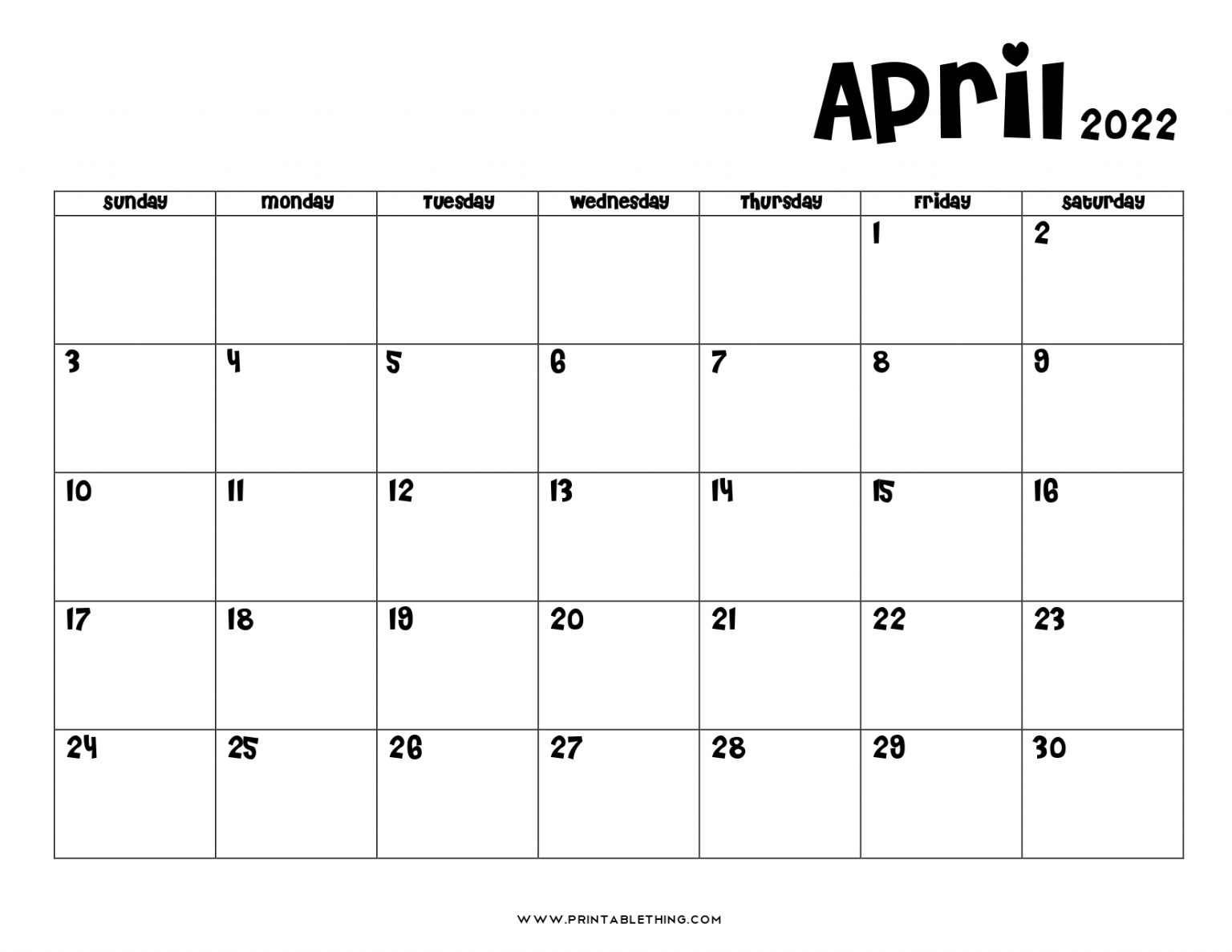Catch April 2022 Calendar With Us Holidays