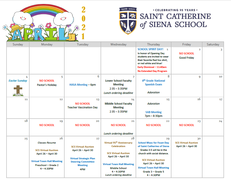 Catch April Saints Calendar 2022