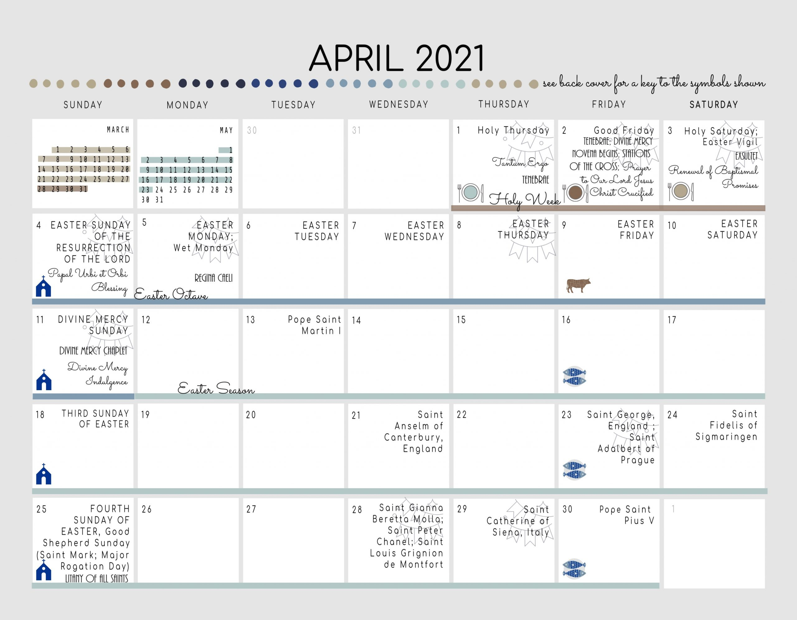 Catch April Saints Calendar 2022
