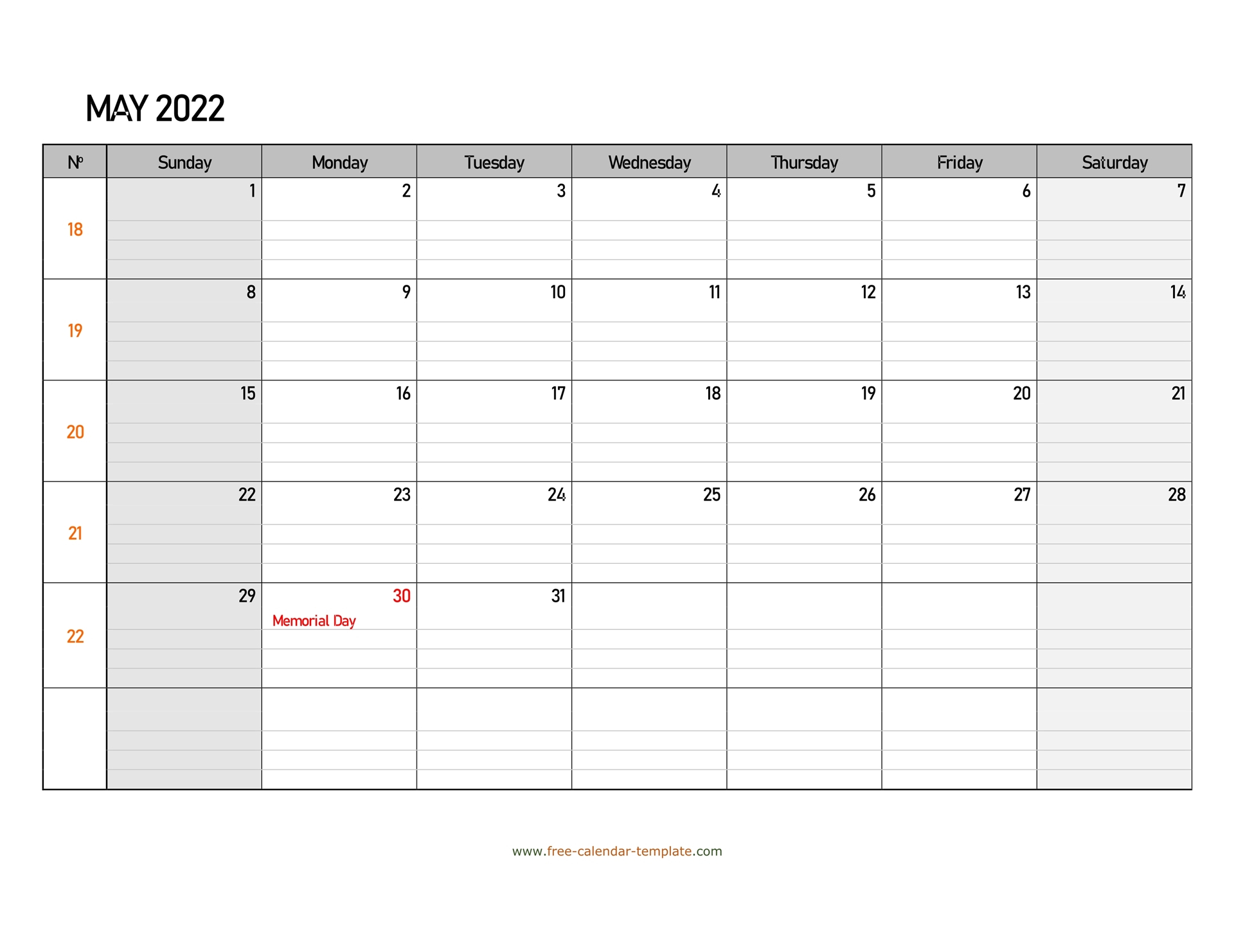 Catch Blank Calendar May 2022