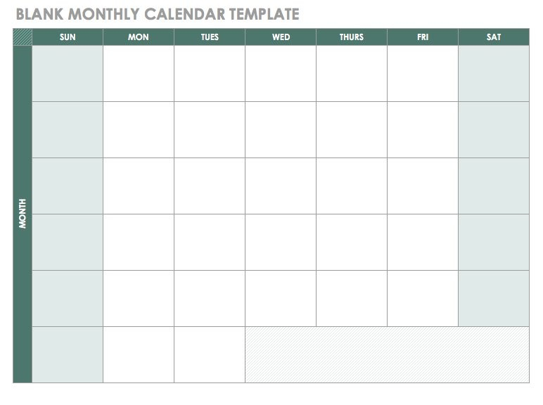 Catch Blank Month Calendar Printable