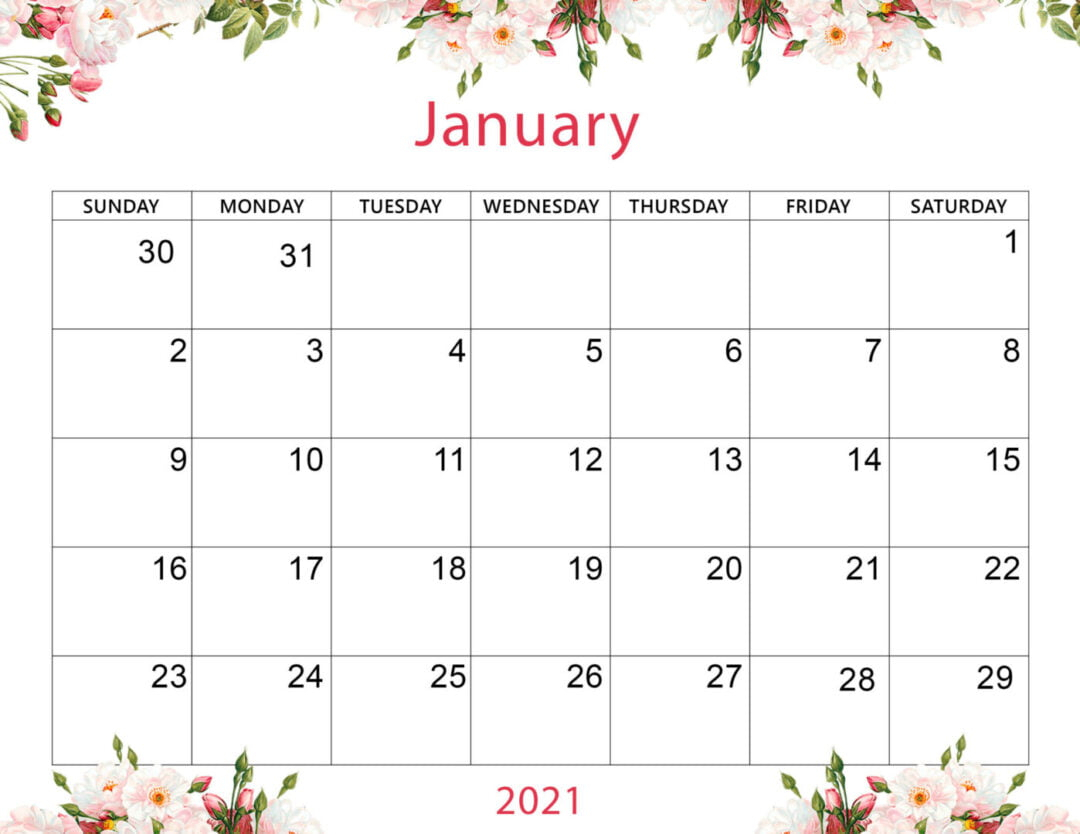Catch Blank Monthly Calendar January 2022