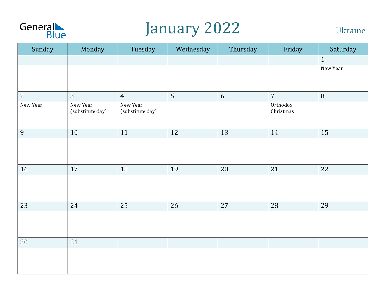 Catch Calendar 2022 January Holidays