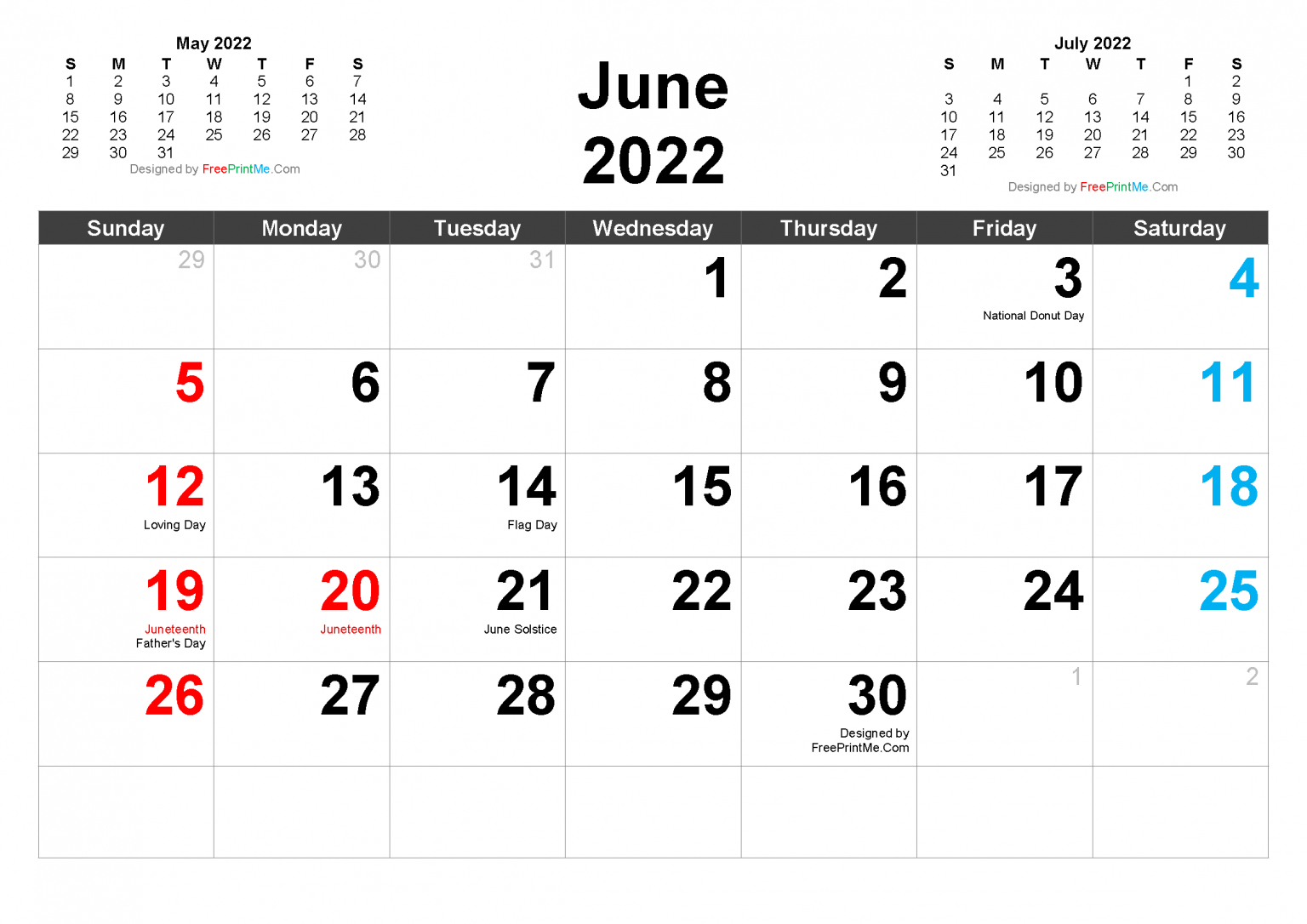 Catch Calendar 2022 June Month