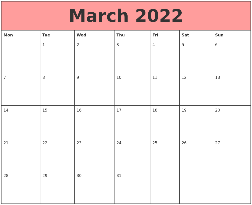 Catch Calendar 2022 March April