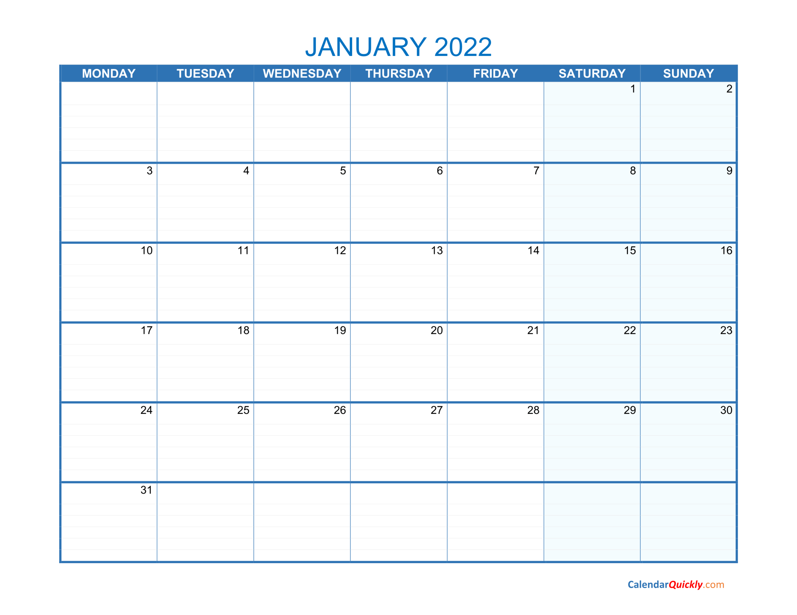 Catch Calendar For 2022 In January