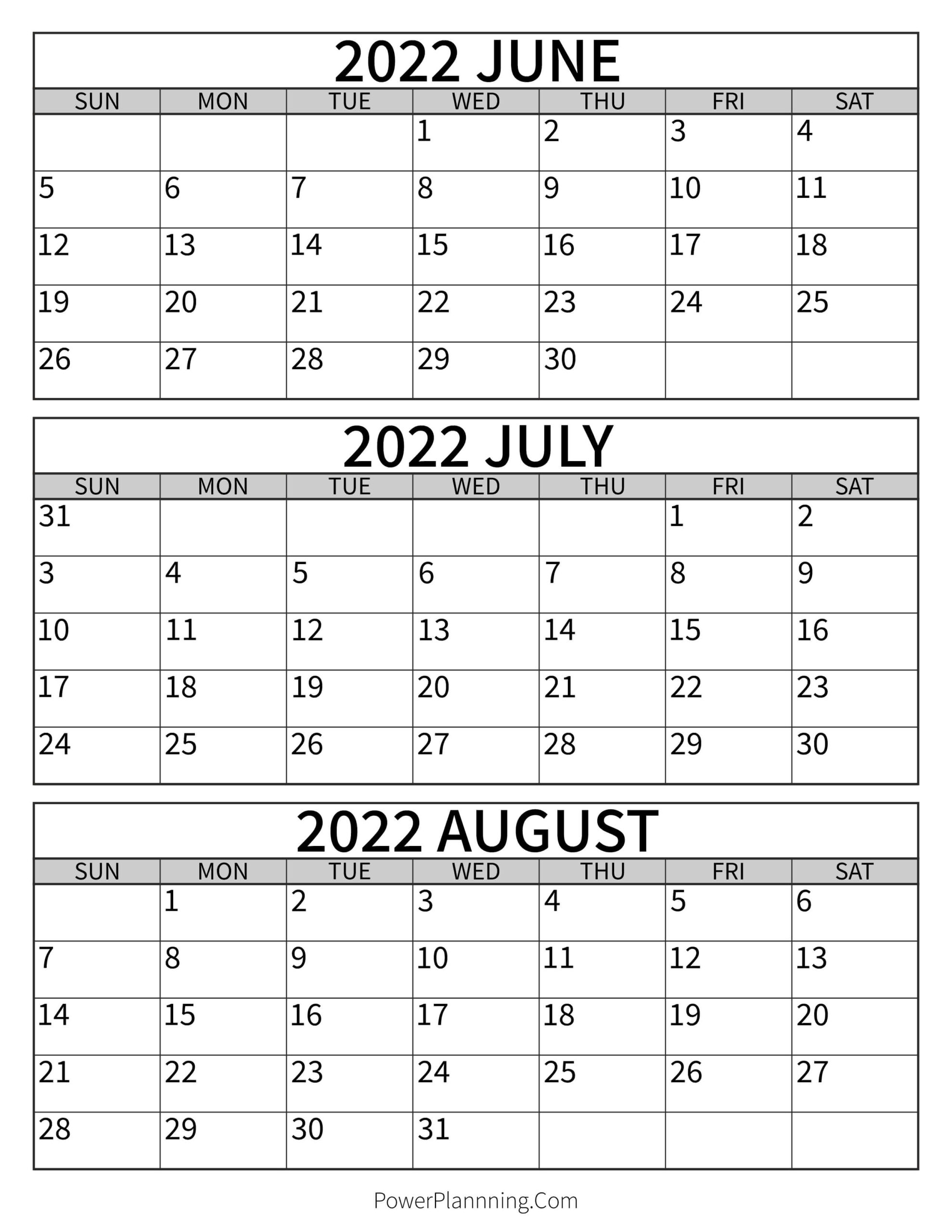 Catch Calendar For June July And August 2022