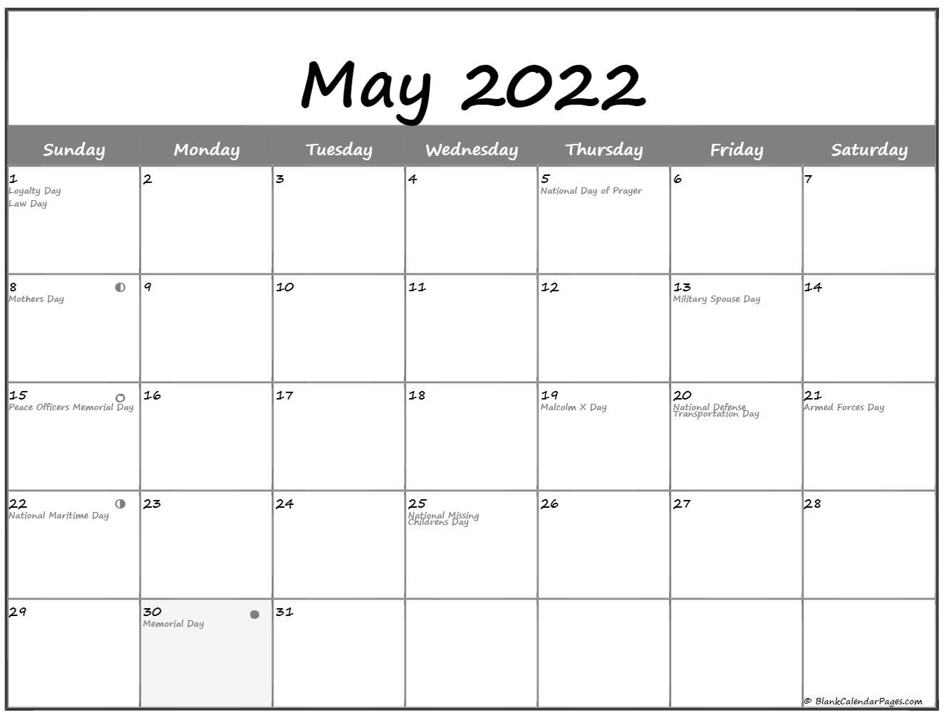 Catch Calendar For May 2022 With Holidays