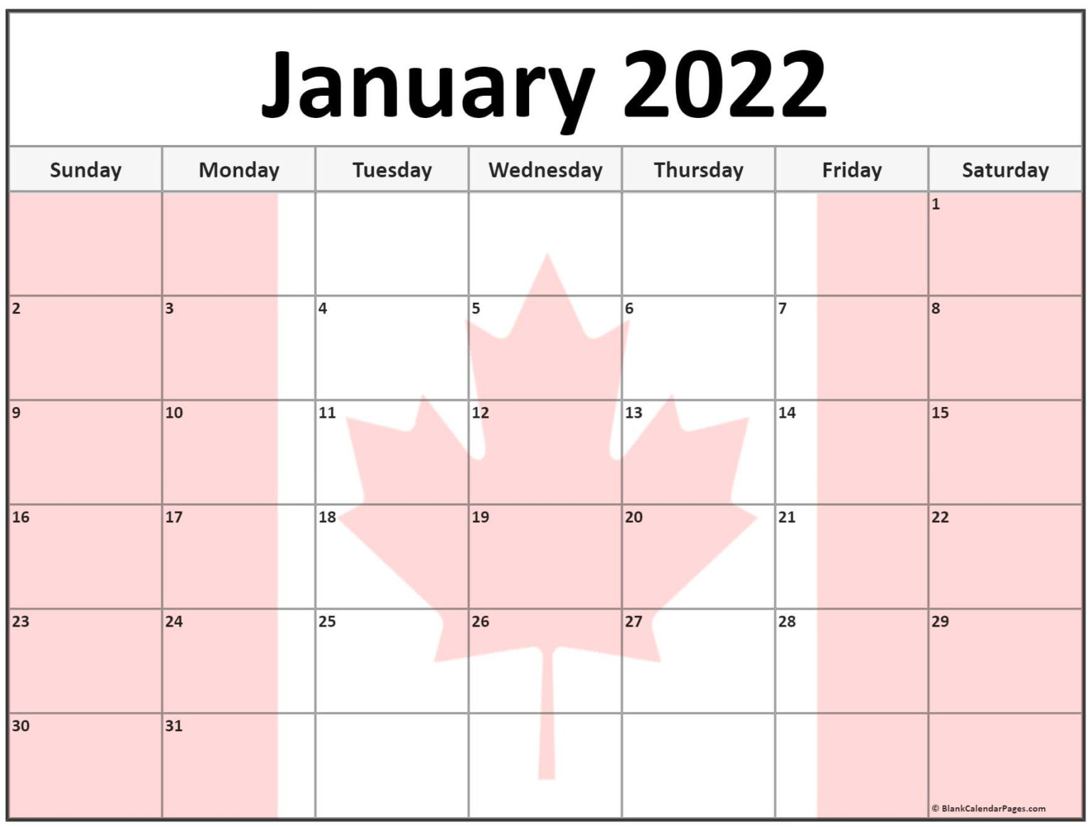 Catch Calendar January 2022 Canada