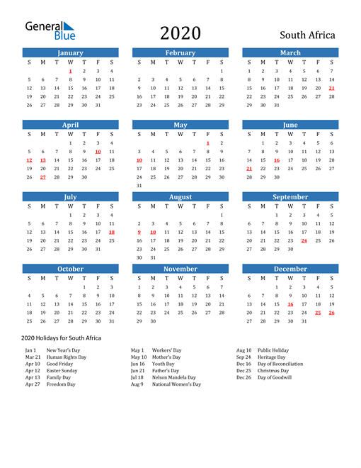 Catch Calendar January 2022 South Africa