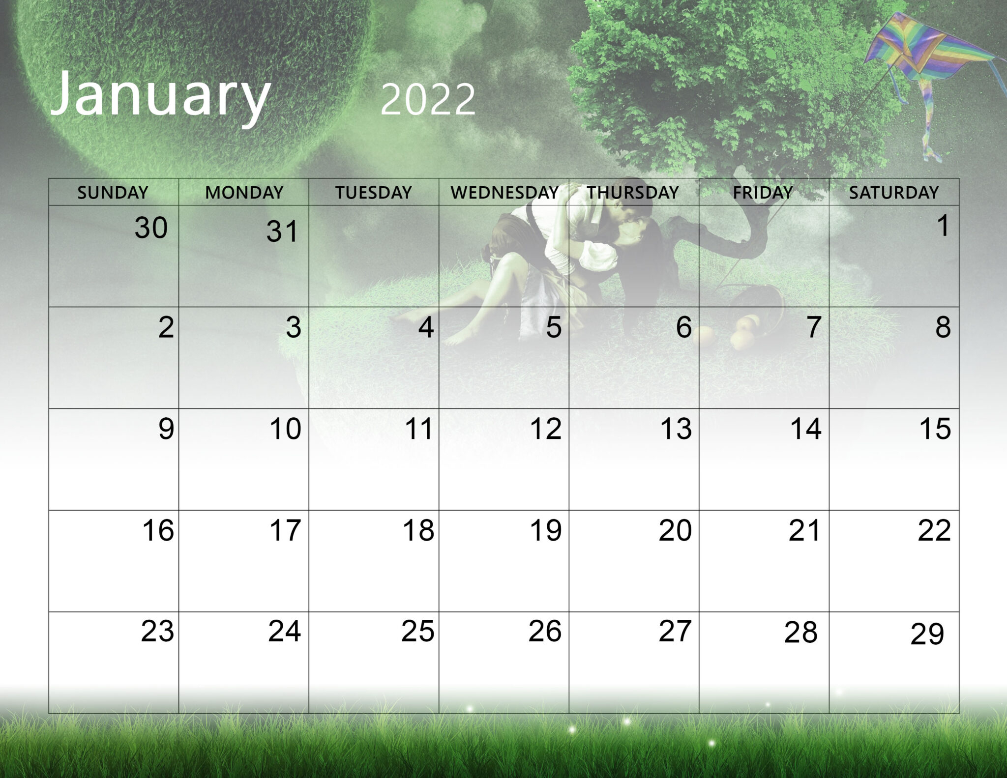 Catch Calendar January 2022 Template