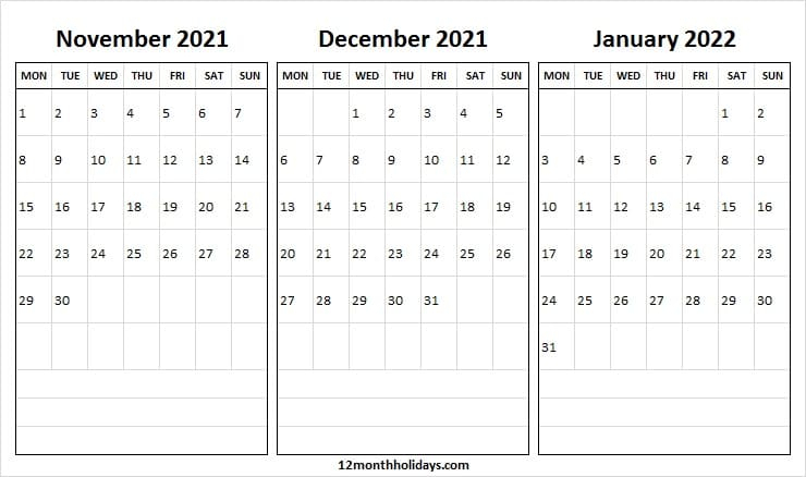 Catch Calendar November December January 2022
