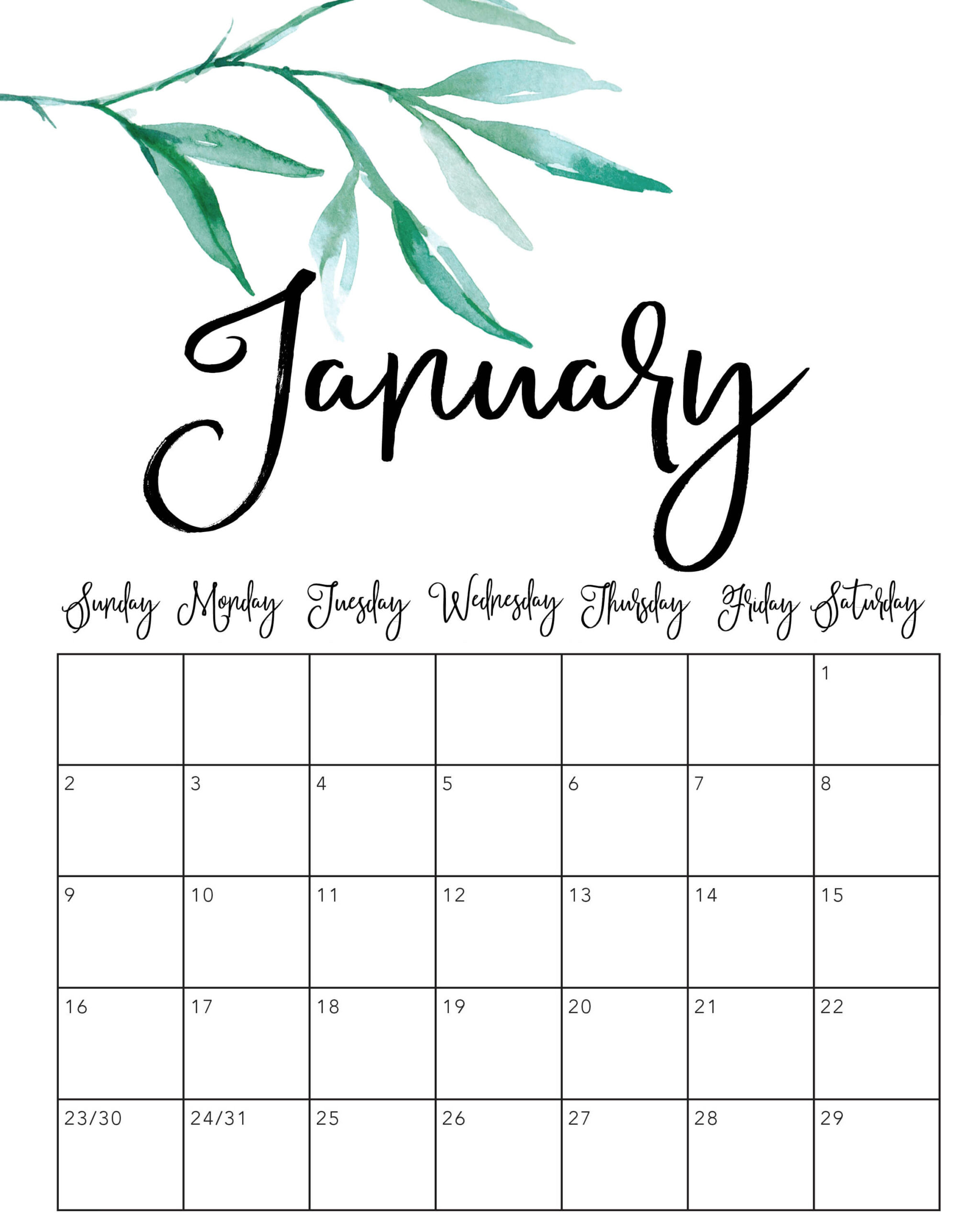 Catch Calendar Of 2022 January