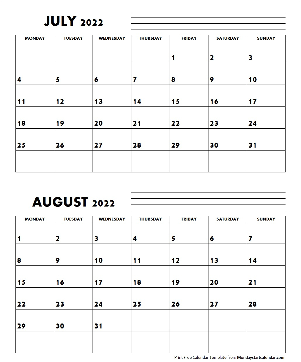 Catch Calendar Page For August 2022
