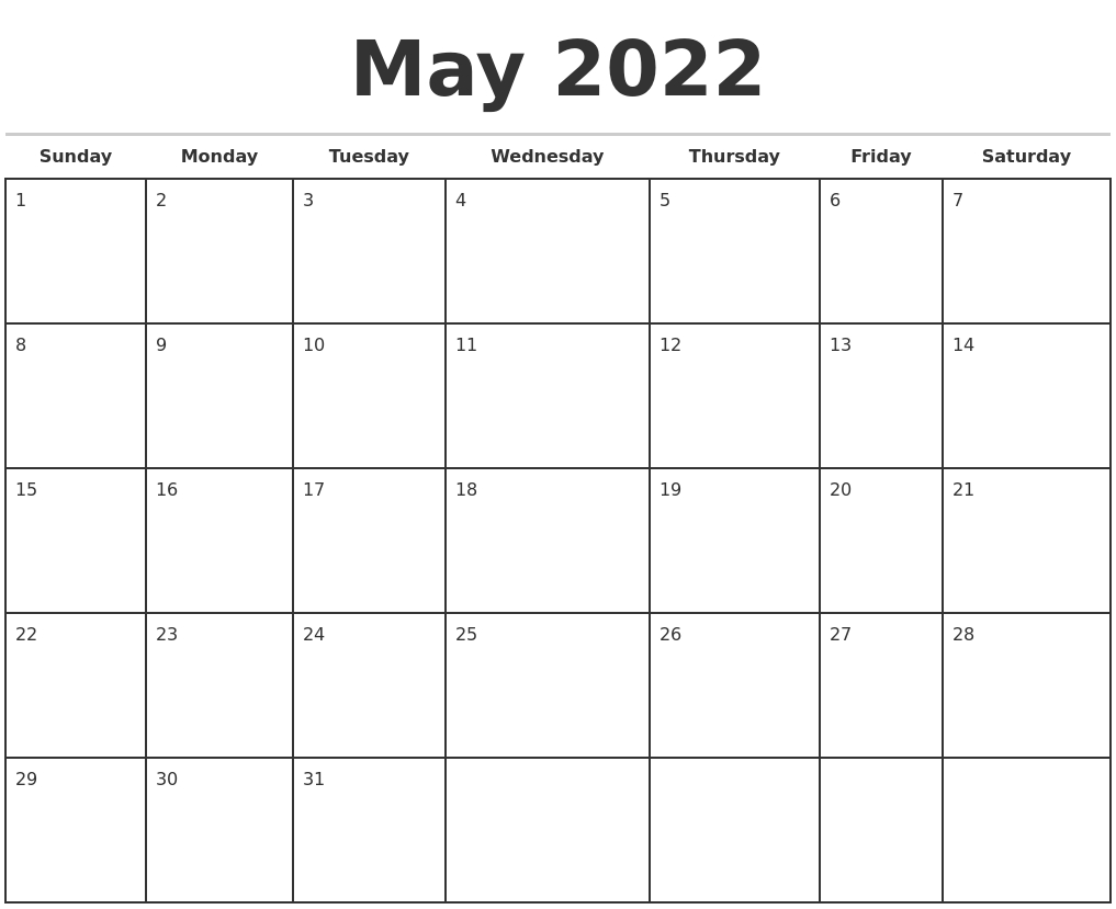 Catch Calendar Page For May 2022