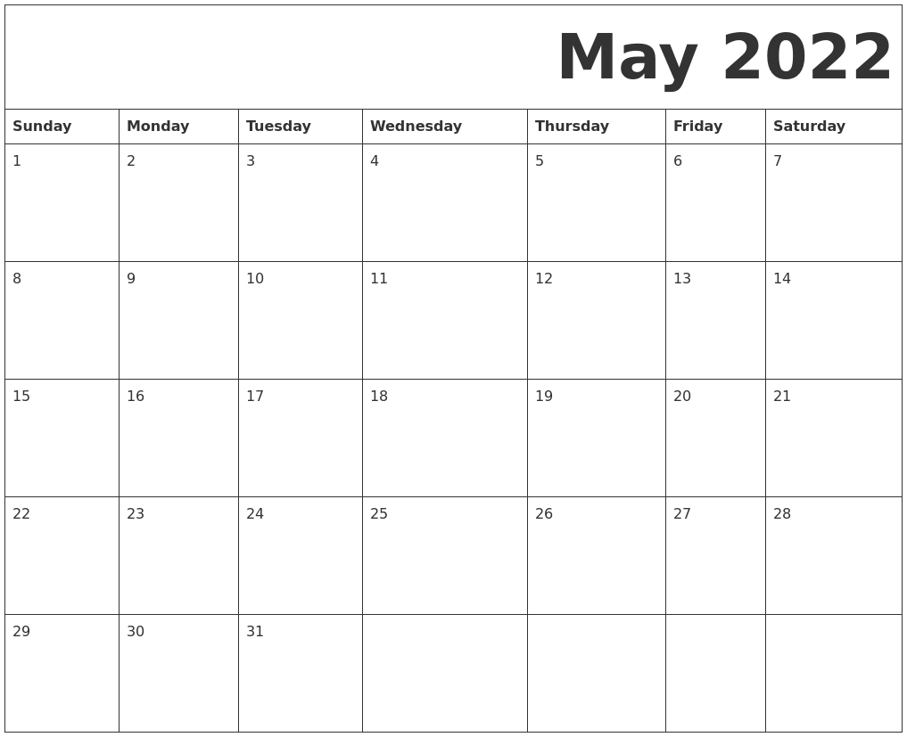 Catch Calendar Page For May 2022