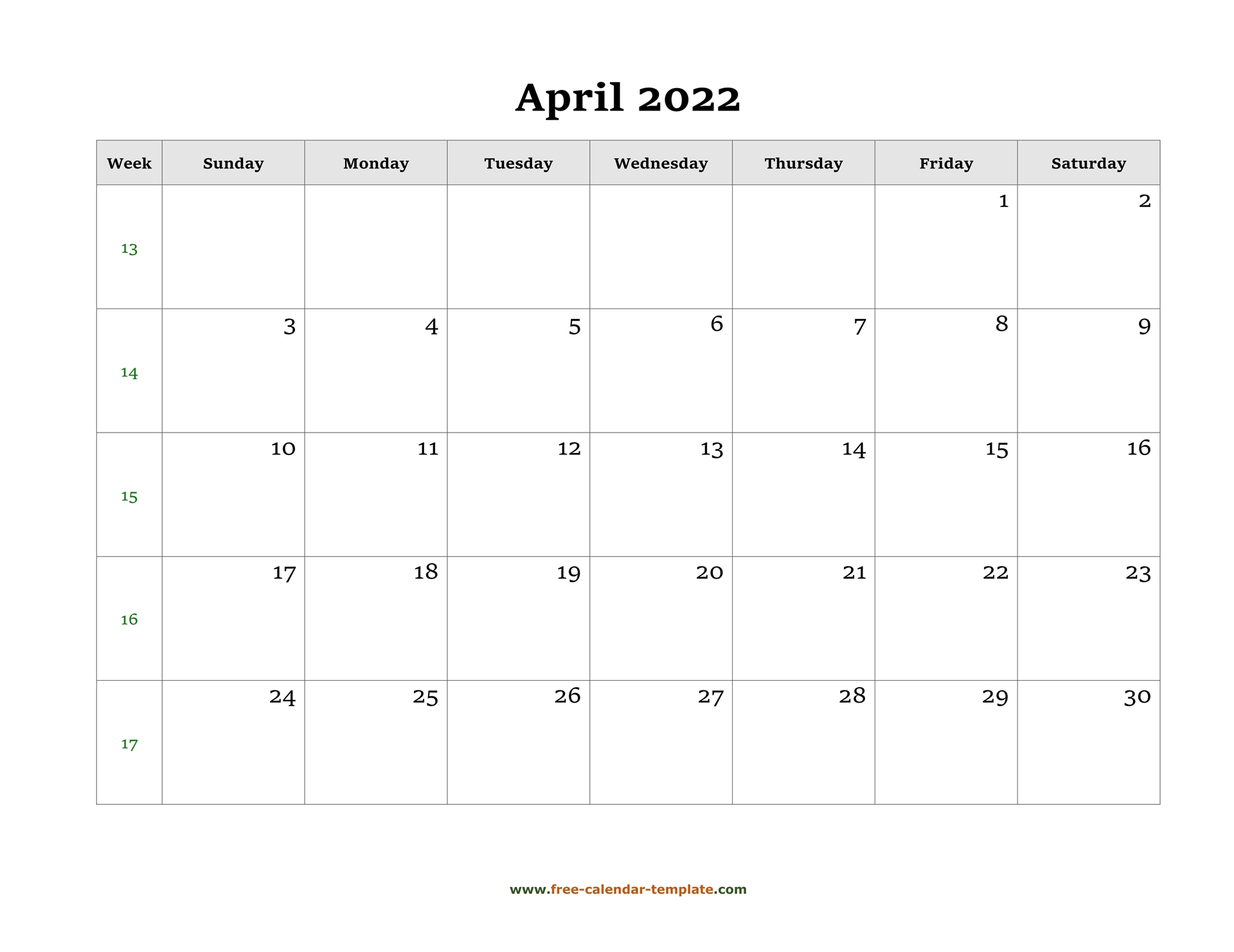 Catch Calendar Page Of April 2022