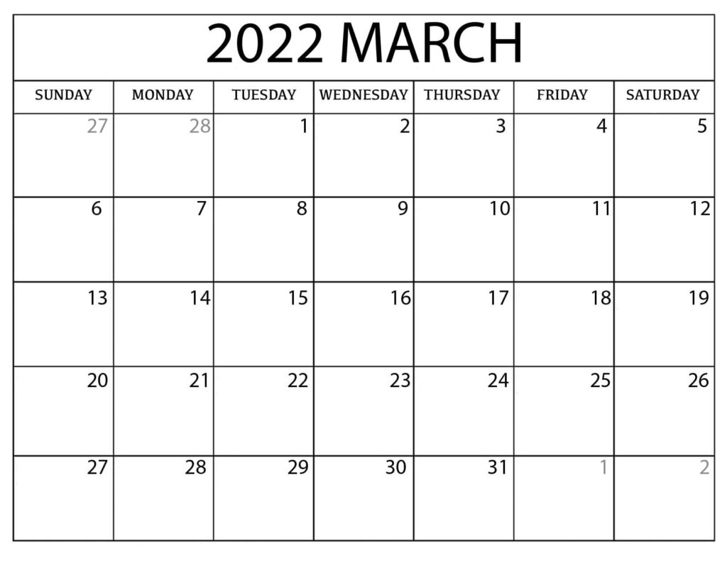 Catch Daily Calendar 2022 March