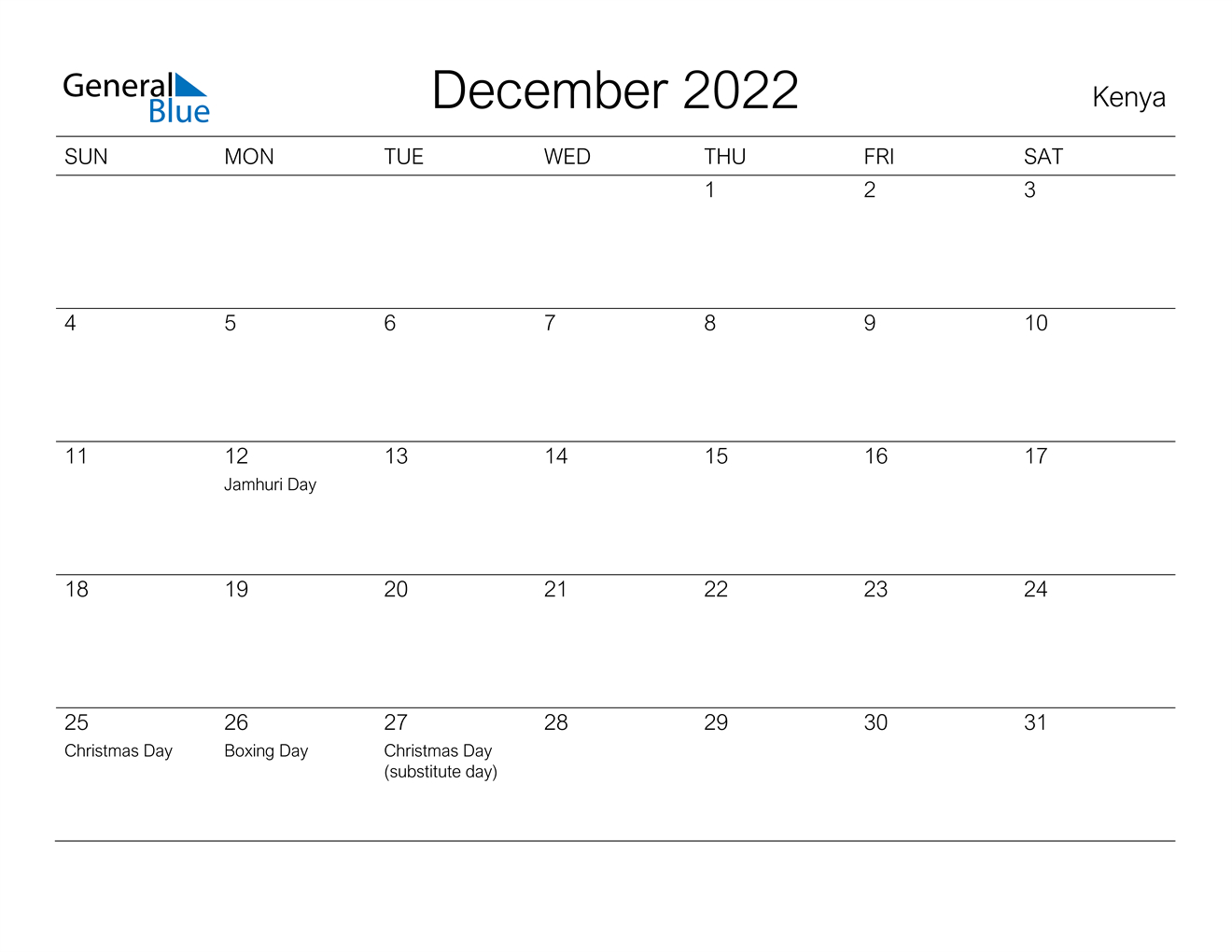 Catch December 2022 Calendar With Holidays Printable