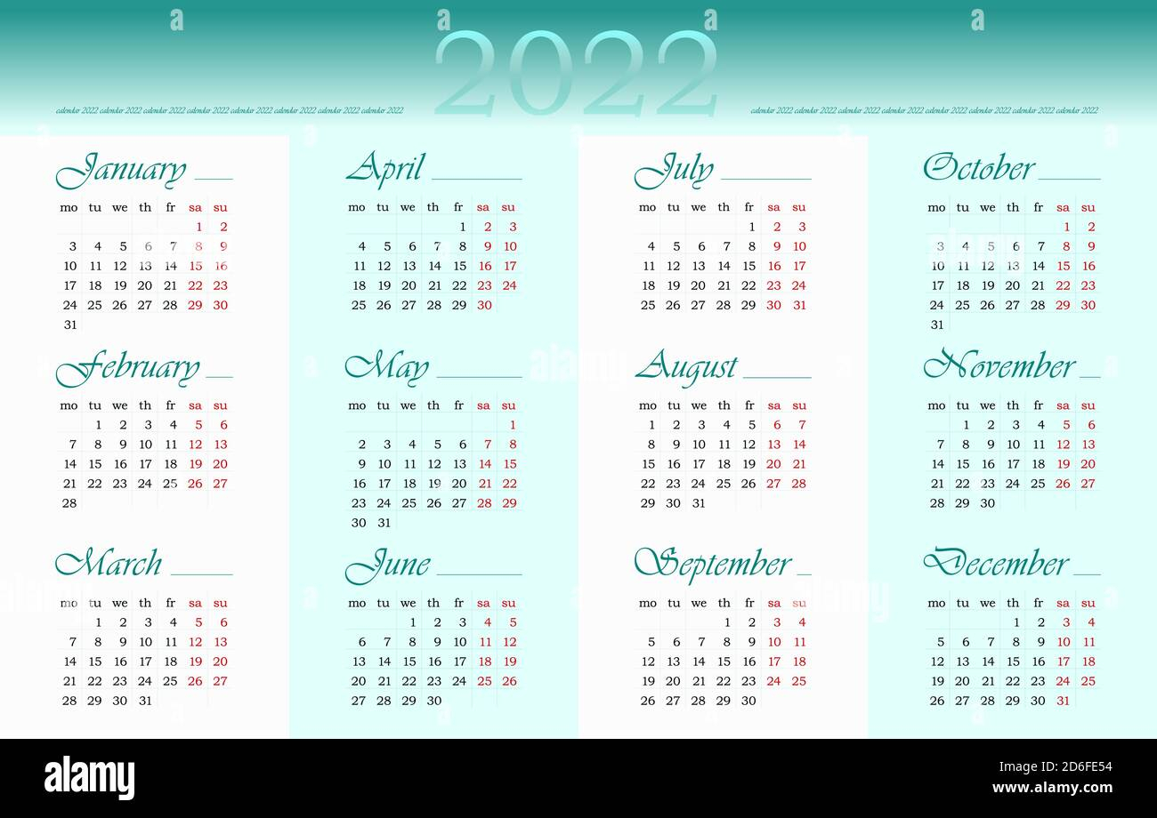 Catch English Calendar 2022 January