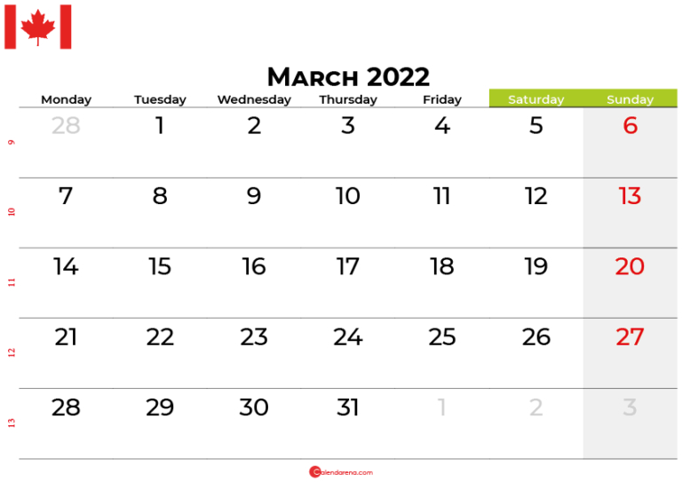 Catch February 2022 Calendar Canada