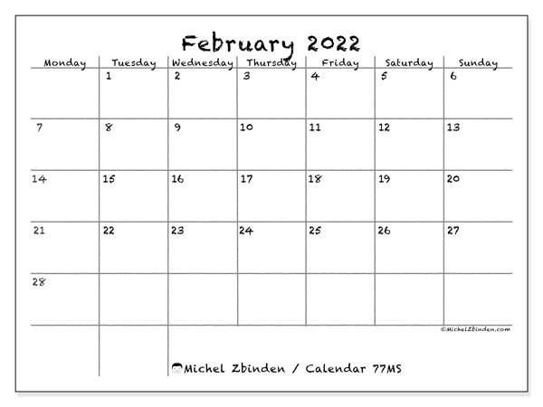 Catch February 2022 Calendar Page