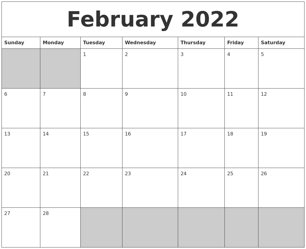 Catch February 2022 Fillable Calendar