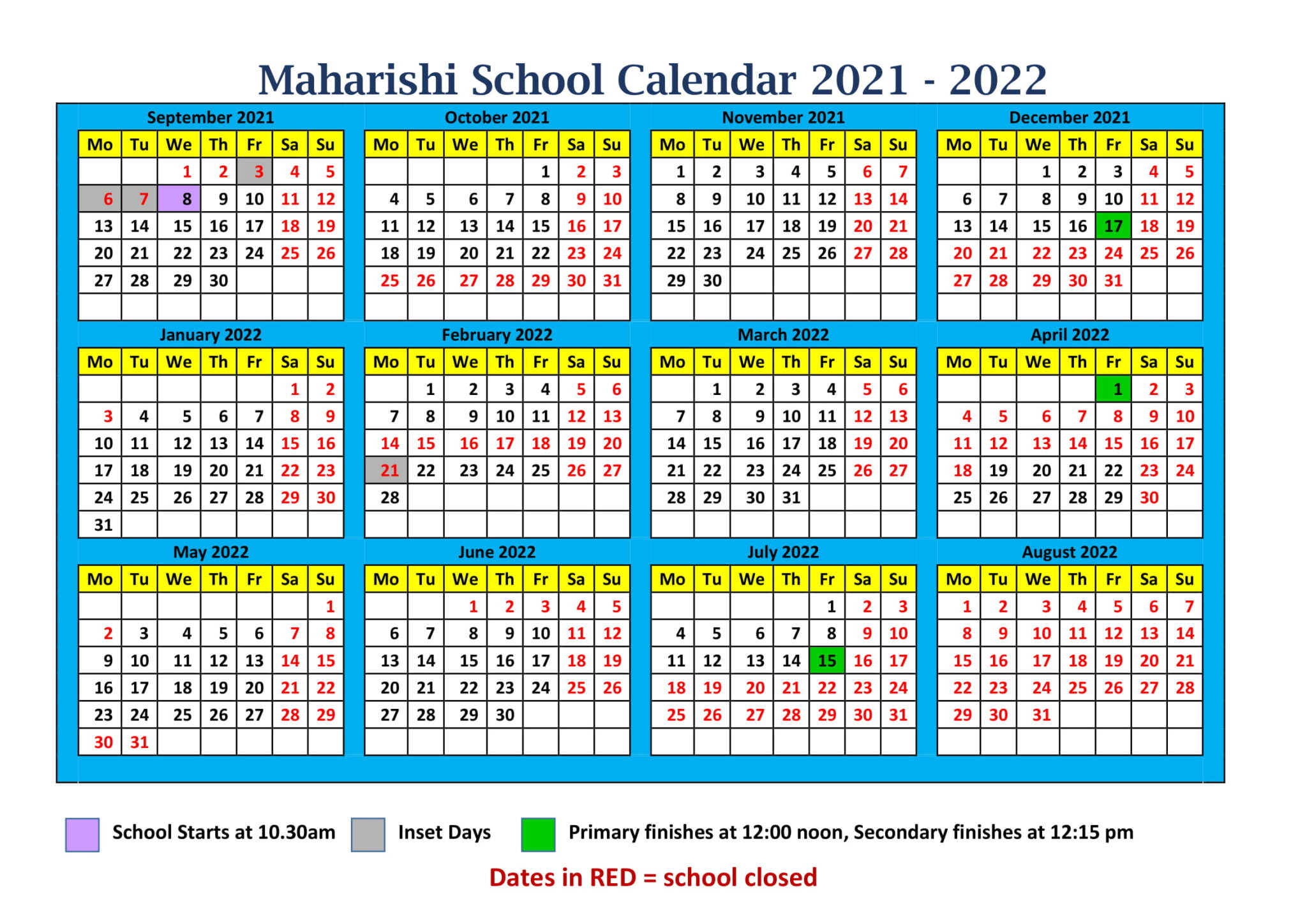 Catch February 2022 School Calendar