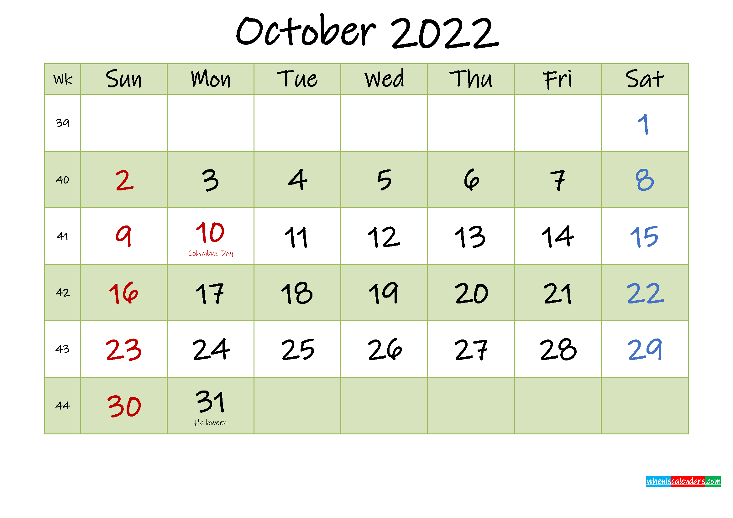 Catch Free Printable Calendar October 2022