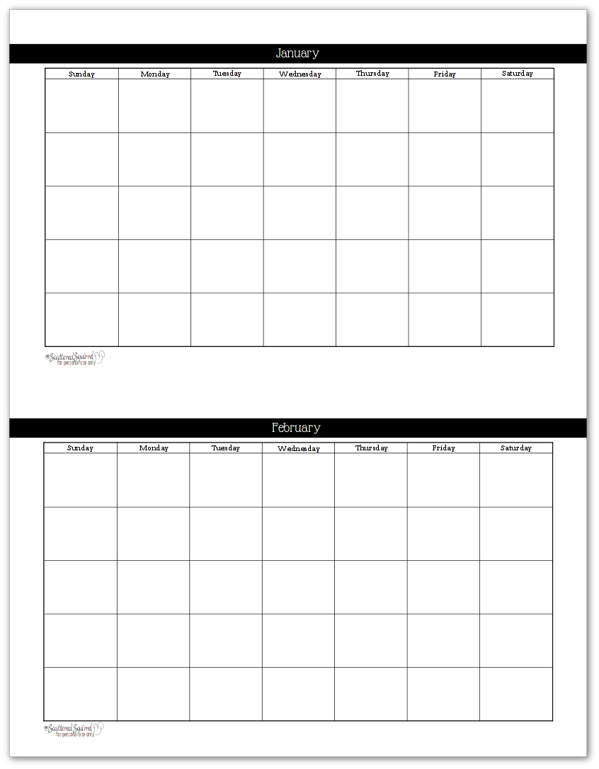 Catch Full Size Printable Monthly Calendars