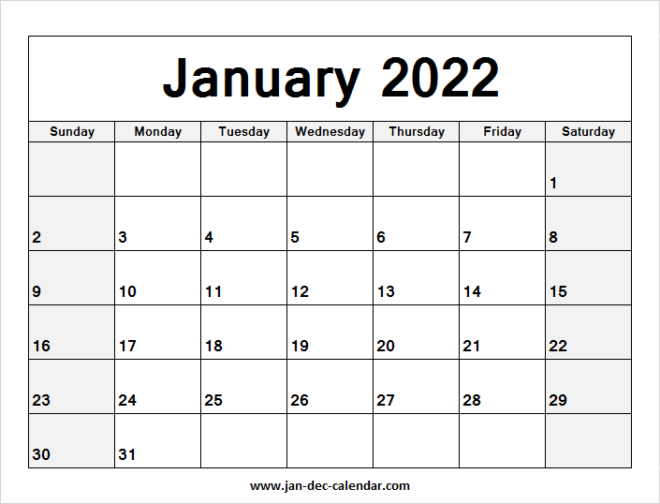 Catch January 2022 Calendar Events