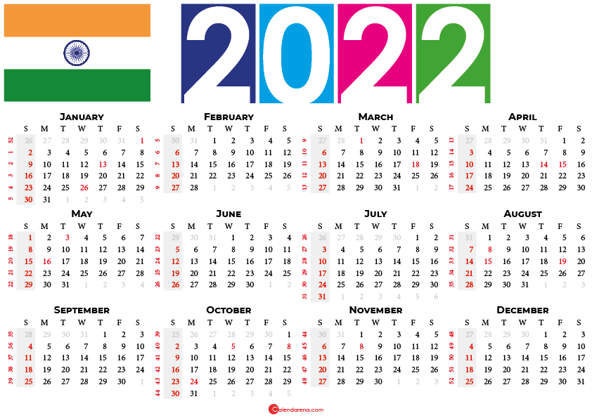 Catch January 2022 Calendar India