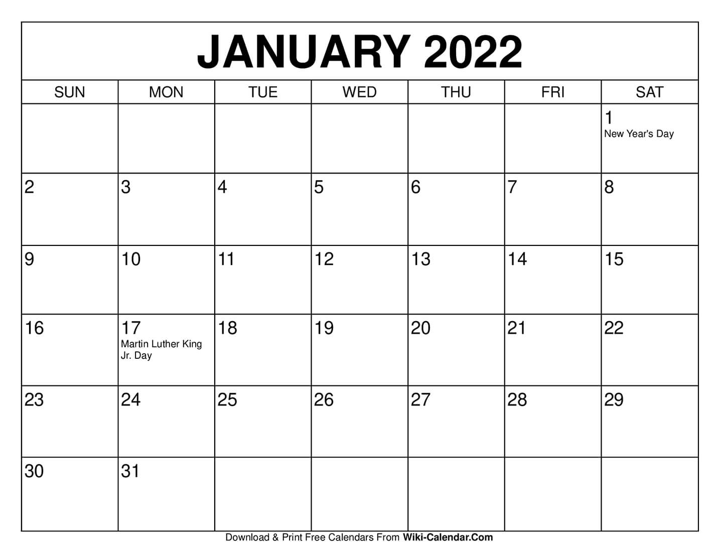 Catch January 2022 Calendar Karnataka