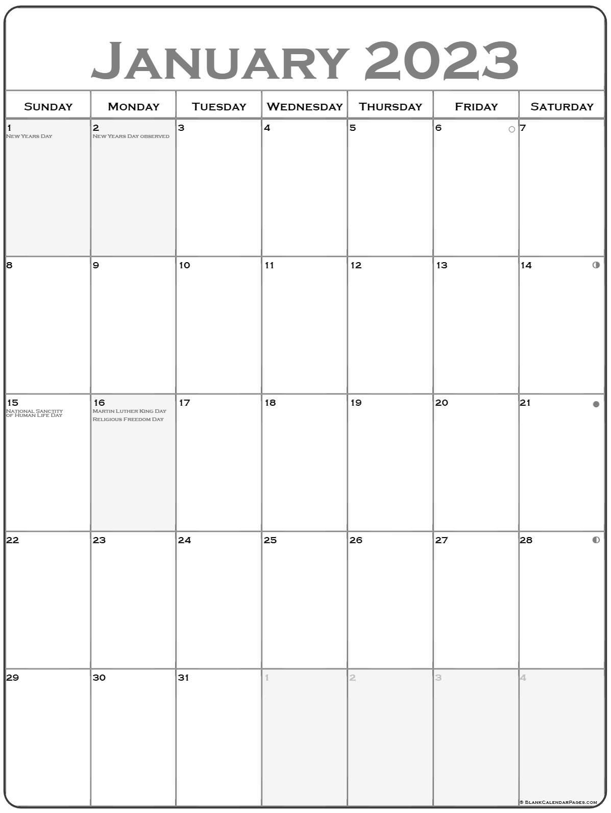 Catch January 2022 Calendar Vertical