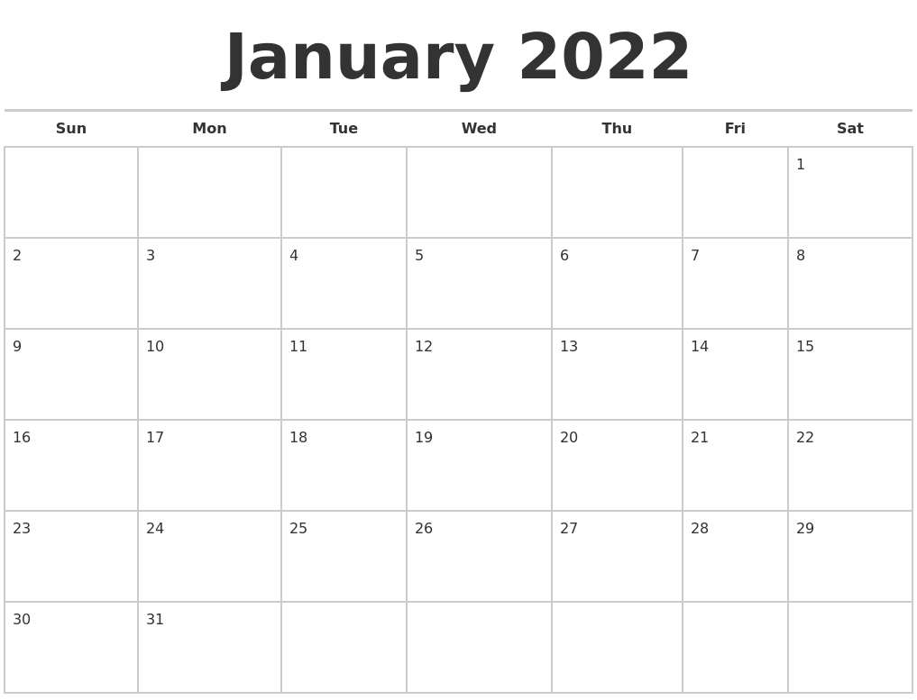 Catch January 2022 National Calendar