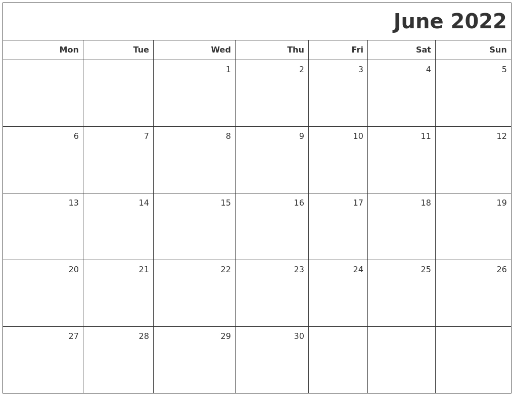 Catch June 2022 Calendar Dates