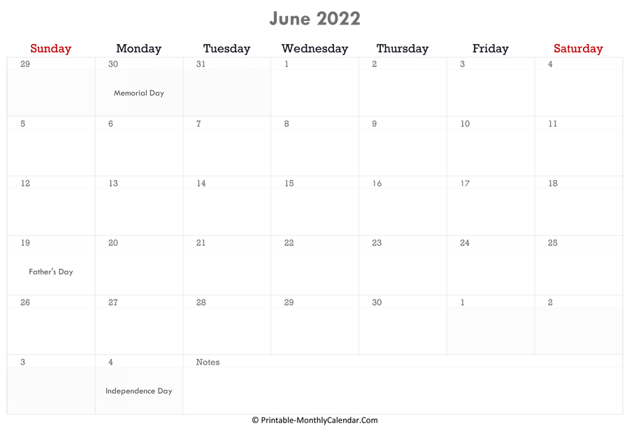 Catch June 2022 Calendar Word