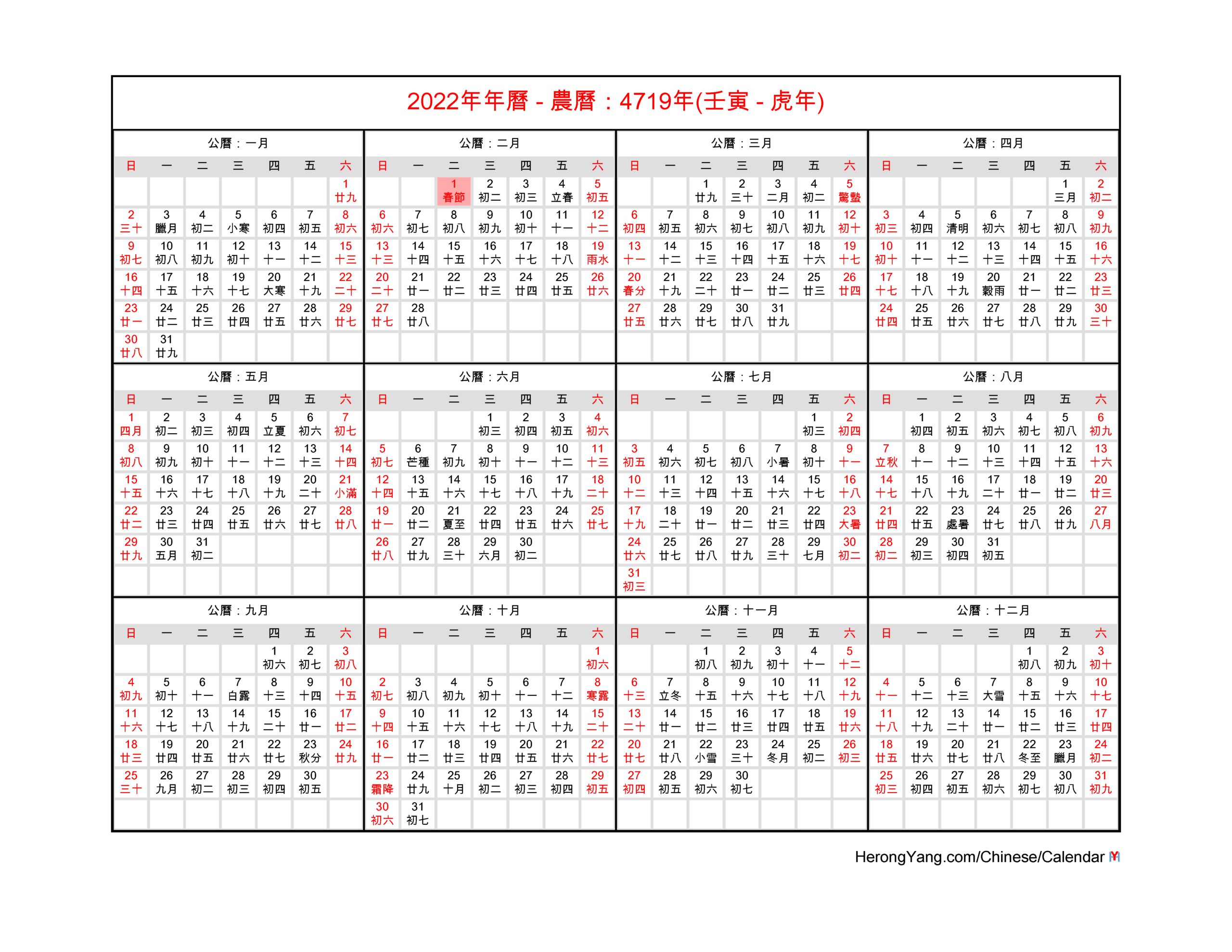 Catch Lunar Calendar 2022 January