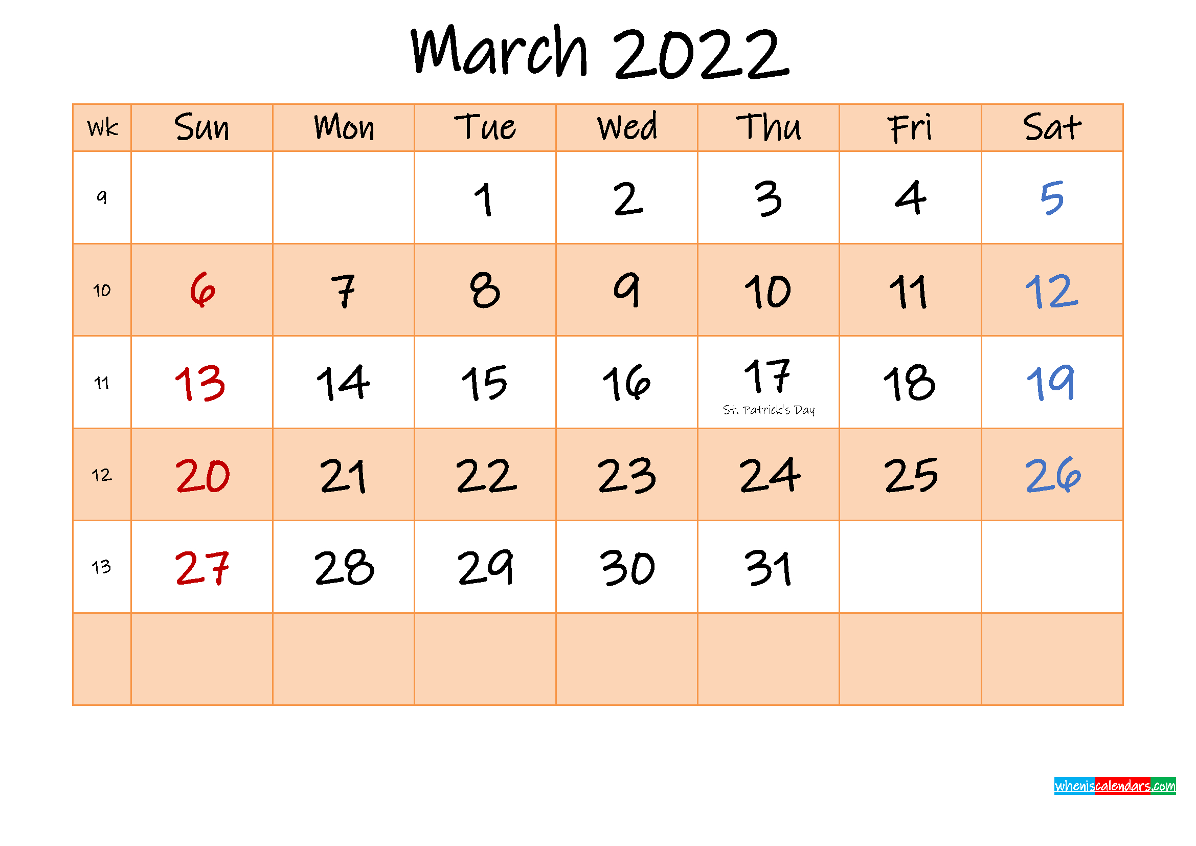 Catch March 2022 Calendar Image