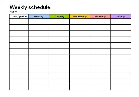 Catch Monday-Friday Calendar Excel Template