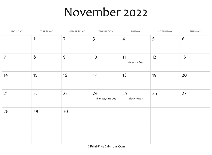 Catch November 2022 Calendar Pdf